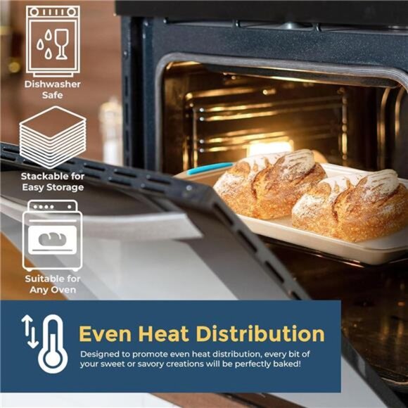 Cookie Sheet Baking Pan 2 Piece Set,9x13" Gold Nonstick Trays with Blue Silicone - Picture 5 of 8